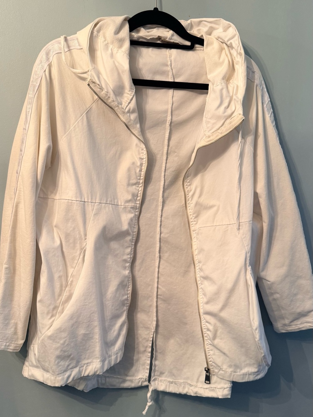 Lightweight White Utility Hooded Jacket